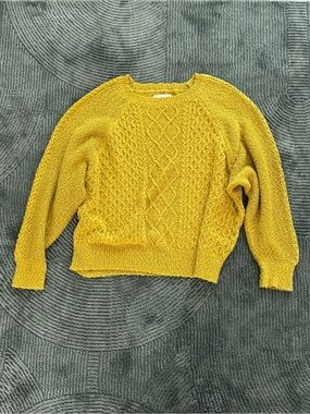 Lucky Brand Mustard Cable Knit Crewneck Sweater